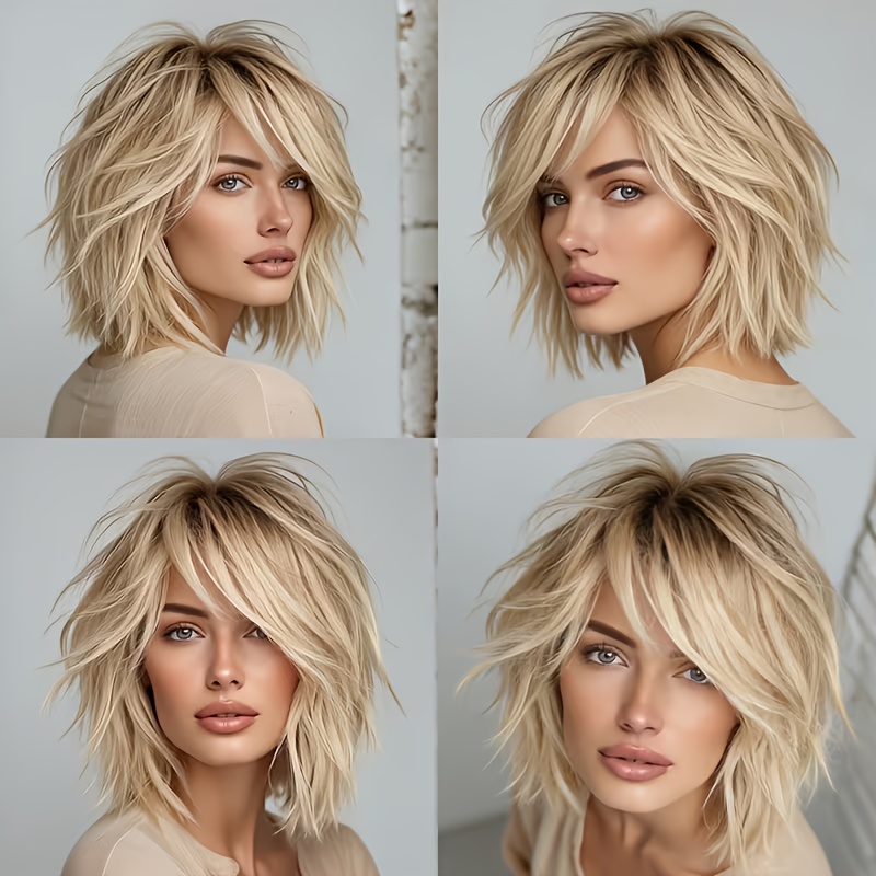 Golden Short Straight Ponytail - Wig Fiber Net 评论和价格