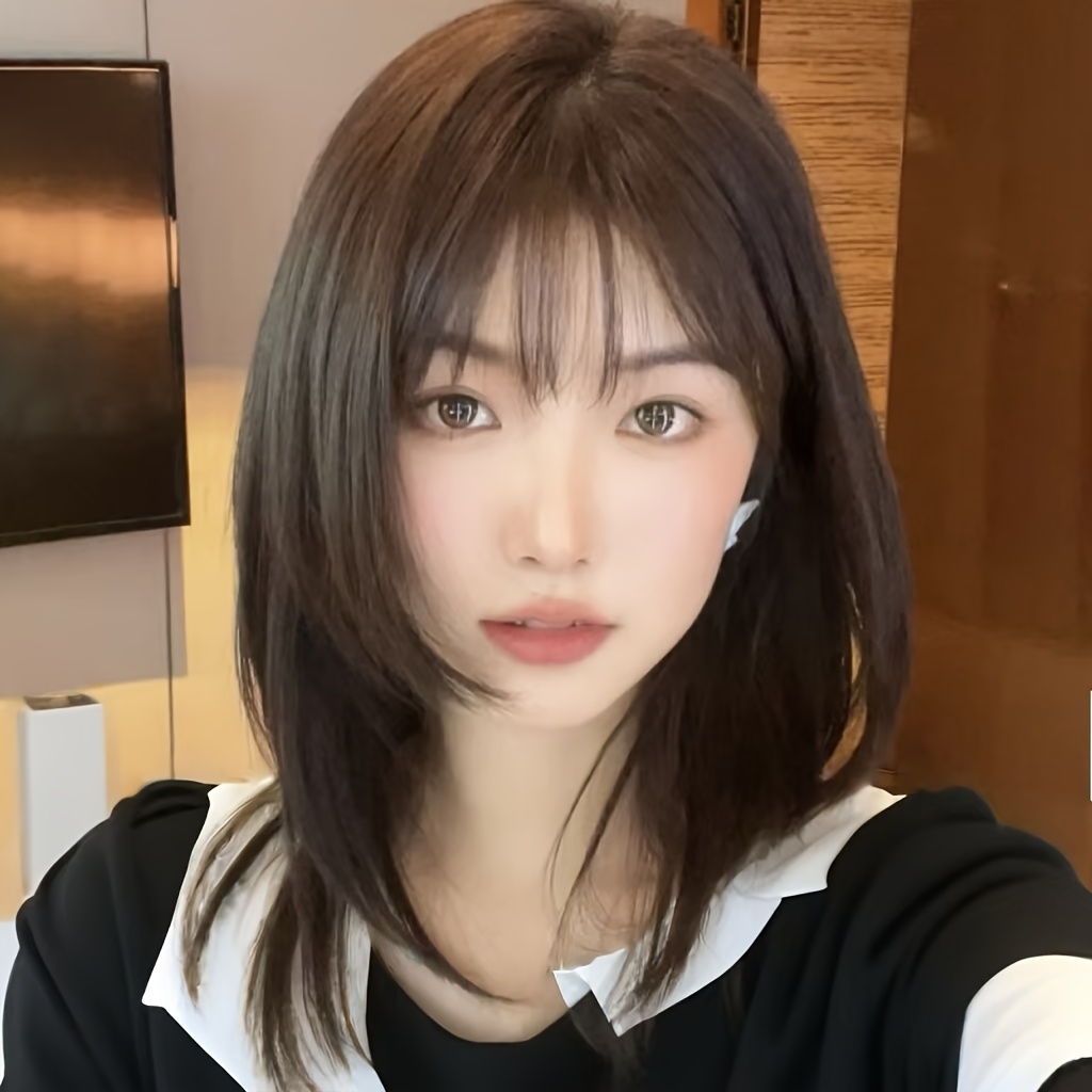 Women's Black-Brown Medium-Len - Wig Fiber Net 评论和价格
