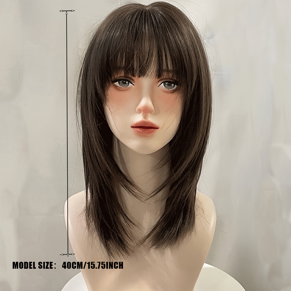 Women's Black-Brown Medium-Len - Wig Fiber Net 评论和价格