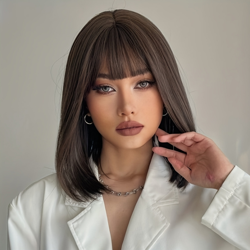 Elegant Brown Short Bob Wig fo - Wig Fiber Net 评论和价格