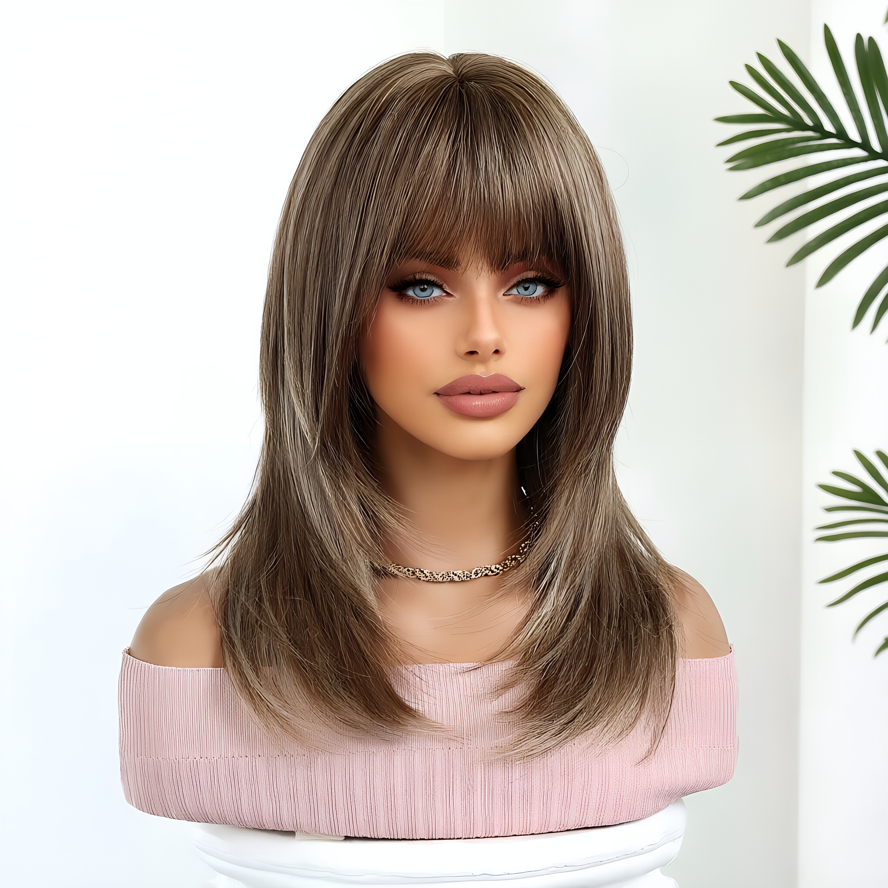Daily light brown wig, headban - Wig Fiber Net 评论和价格