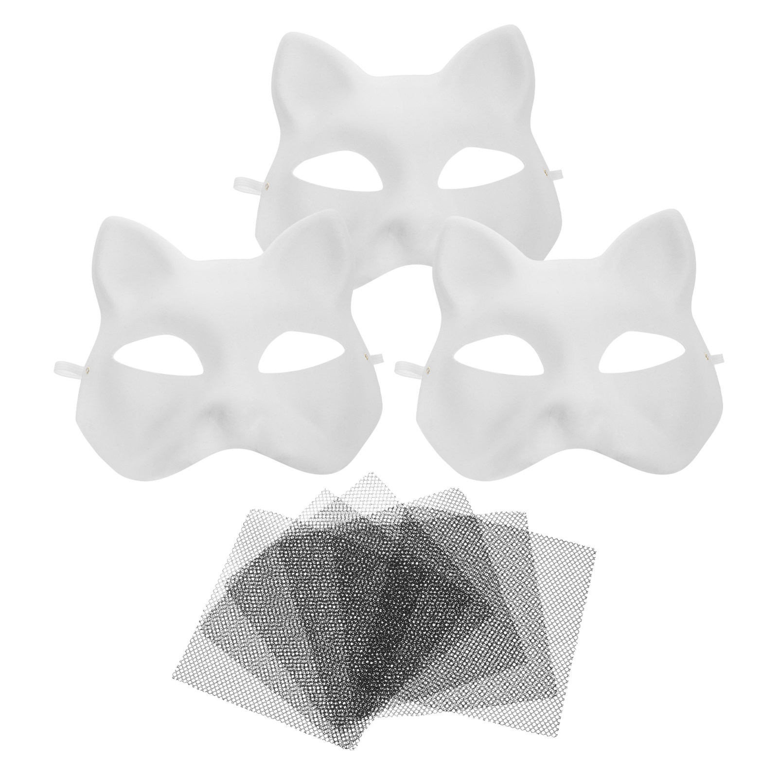 3Sets Cat Mask Unpainted Blank - Cosplay Prop Painting 评论和价格